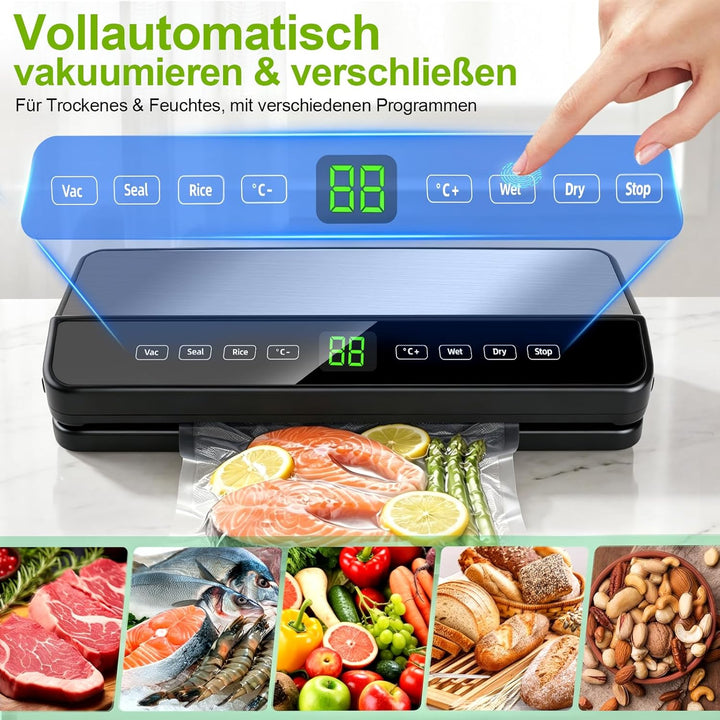 Vakuumiergerät für Lebensmittel, Automatisch Trocken- / Feucht Vakuumierer, Vacuum Sealer Machine mi