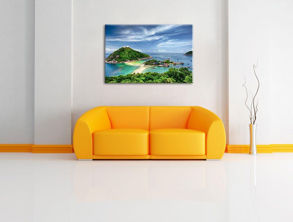 Inselstadt im Pazifik Format: 100x70 auf Leinwand, XXL riesige Bilder fertig gerahmt mit Keilrahmen,