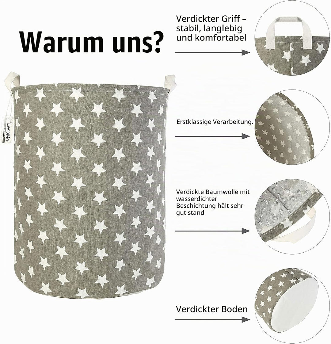LessMo 2PCS 17.7" Wäschekorb Sortierer – Faltbar - 2er Set Wäschesammler spart Zeit beim Sortieren f