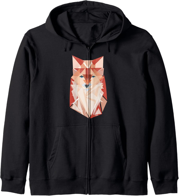 Fuchs Polygon Geometrie Wald Tier Minimalismus Hipster Kapuzenjacke
