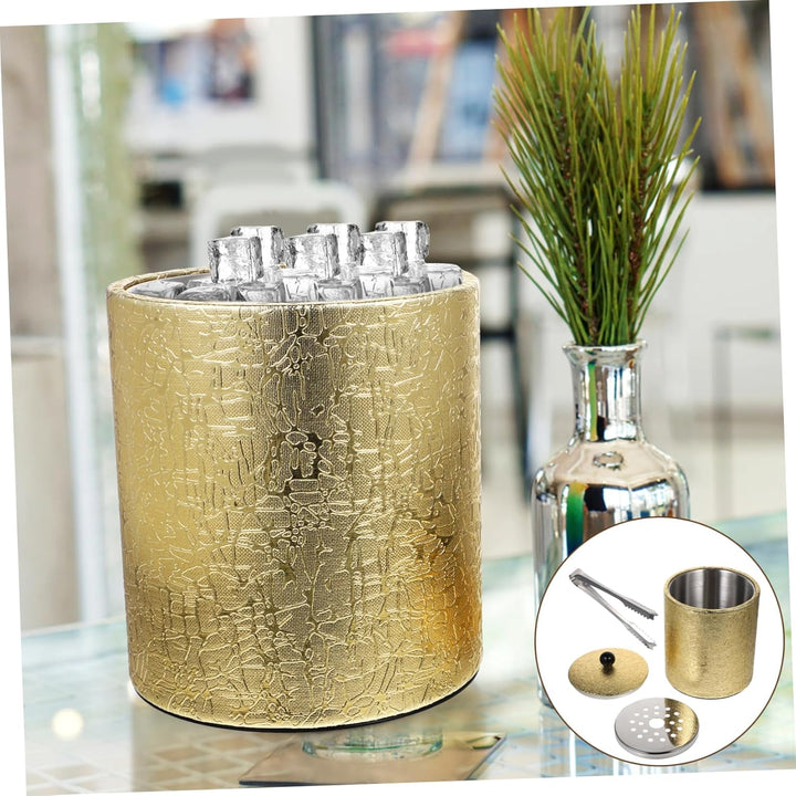 BESTonZON Getränkeeimer Eiseimer Getränkekühler mit Deckel Golden Champagner Wein Bier Getränke Eime