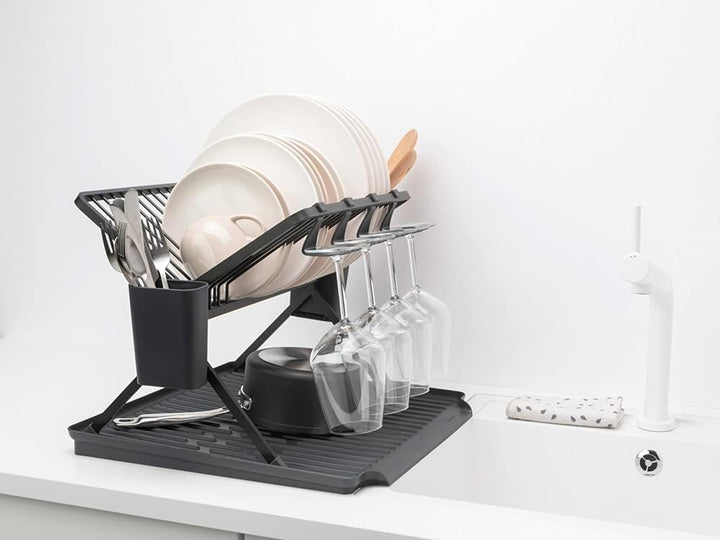 Brabantia Faltbares Gross Abtropfgestell, Metall Kunststoff, Dunkel Grau L Dark Grey, L Dark Grey