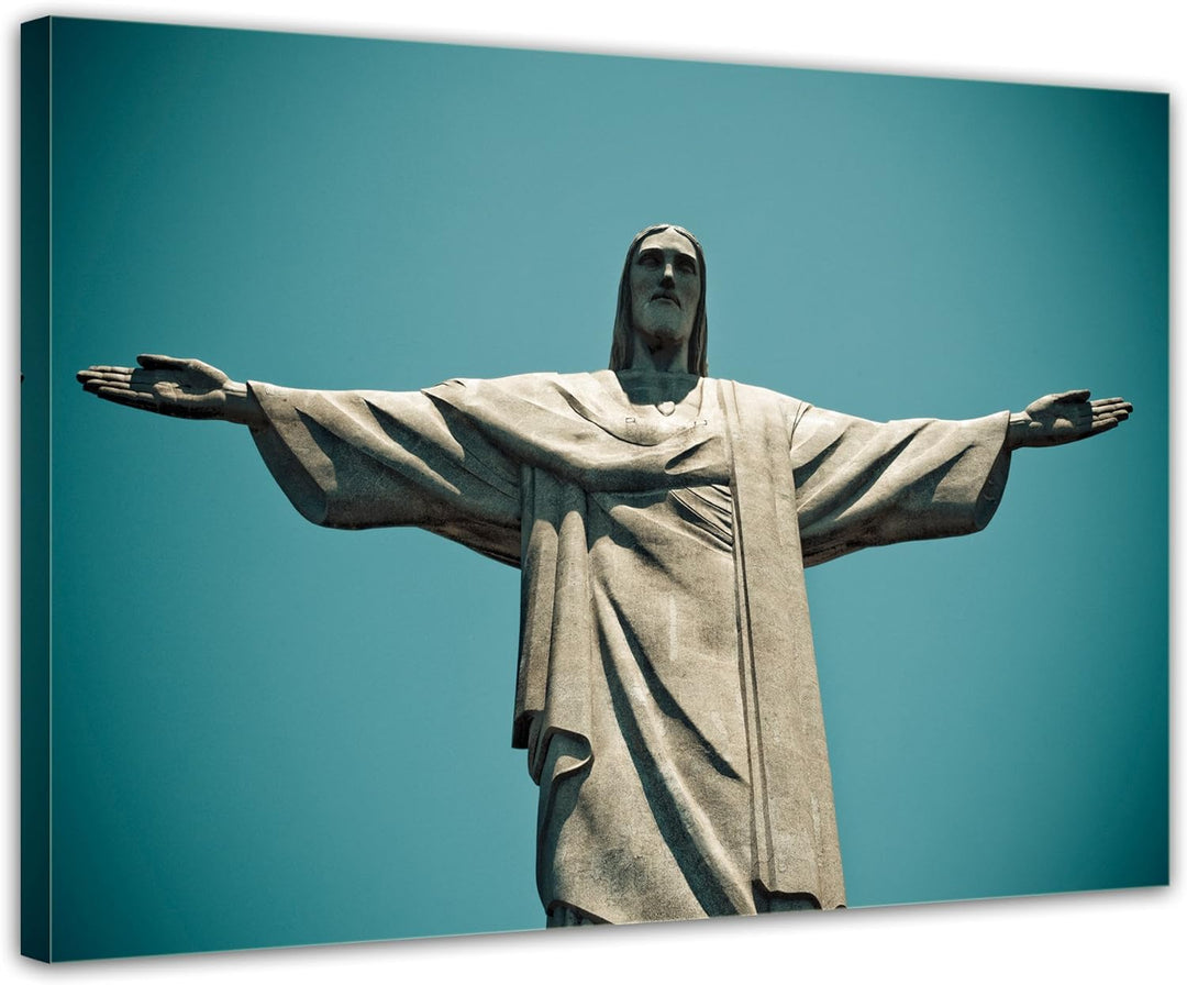 Bilderdepot24 Bild auf Leinwand | Jesus Christus der Erlöser - Rio De Janeiro Brasilien in 70x50 cm