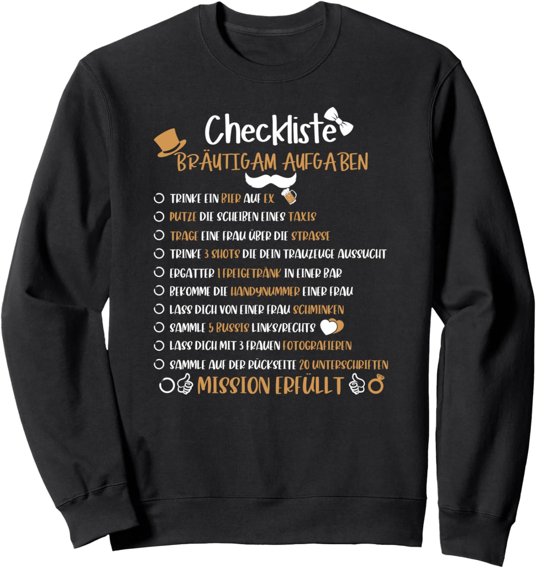 Checkliste Bräutigam Aufgaben heirate Groom Trauzeuge Ring Sweatshirt