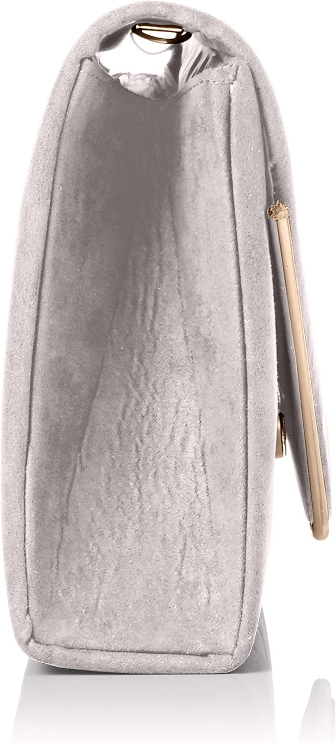 SwankySwans Oscar Envelope Suede Velvet Party Prom Clutch Bag Tasche Grau (Grey 03), Grau (Grey 03)