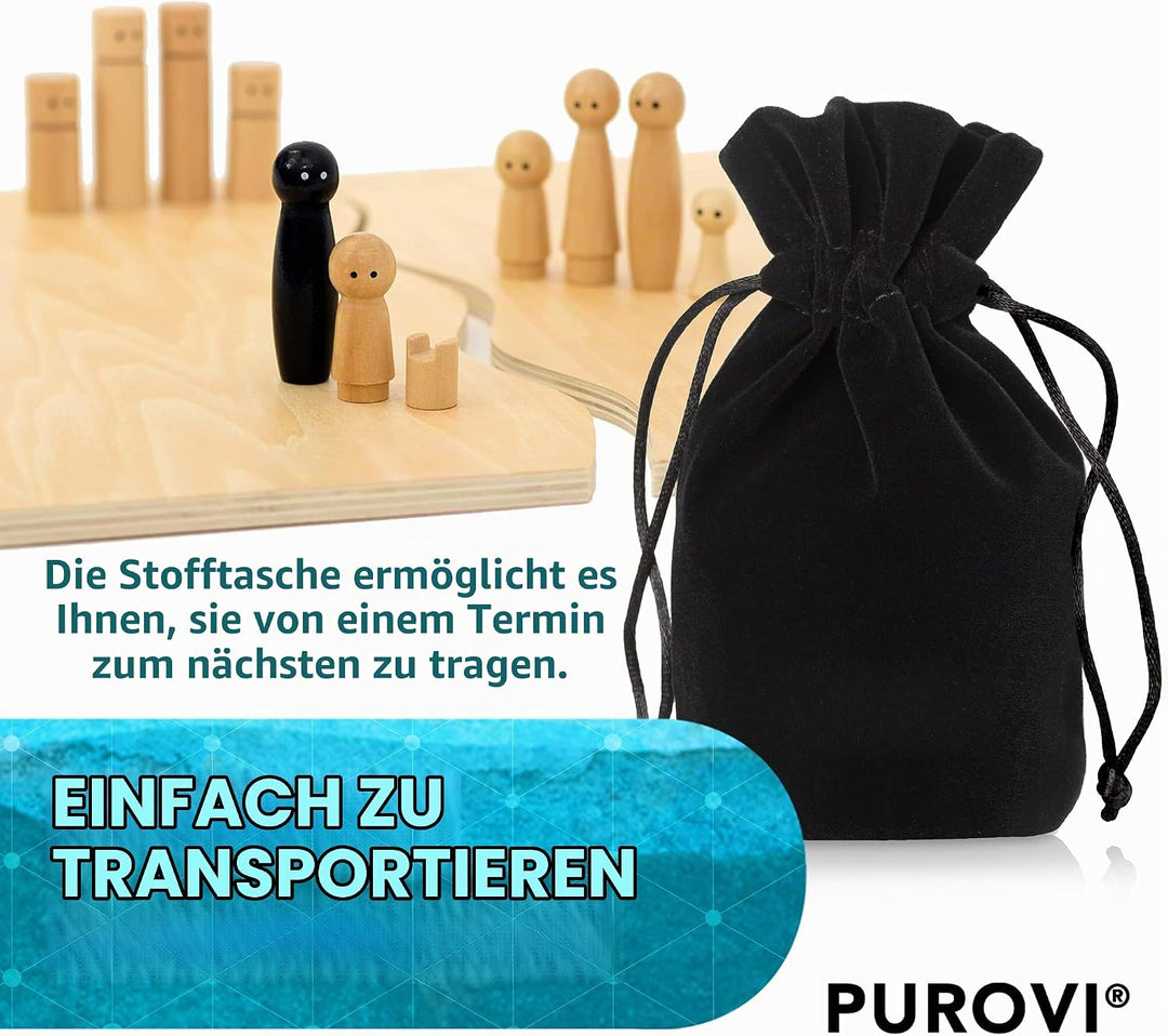 Familienbrett | Systembrett aus hochwertigem Holz für Familienaufstellung und Coaching | 32 Teile in