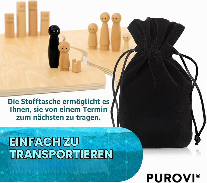 Familienbrett | Systembrett aus hochwertigem Holz für Familienaufstellung und Coaching | 32 Teile in