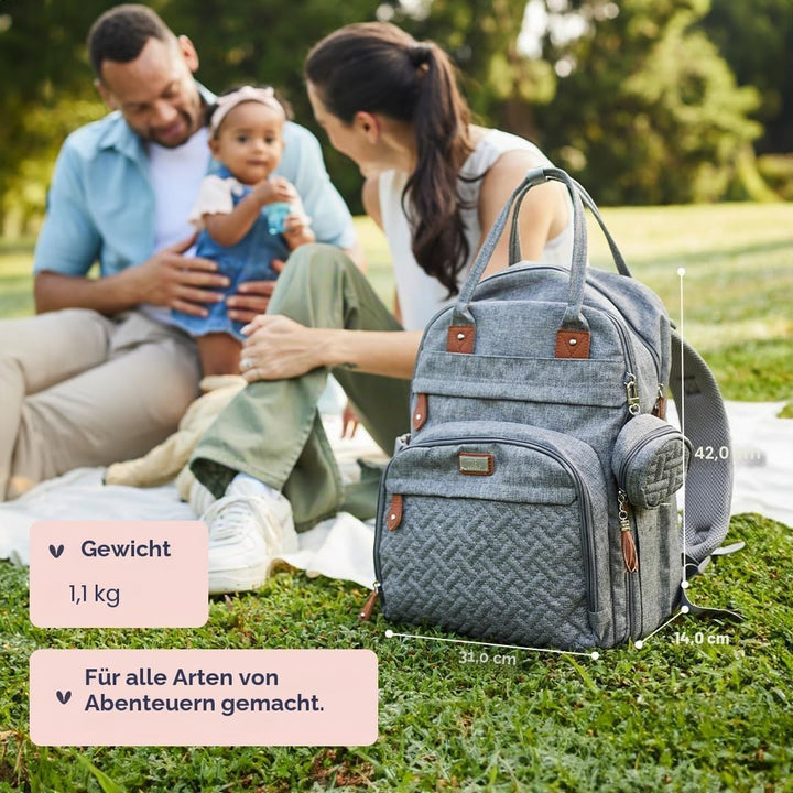 BabbleRoo Baby Wickeltasche/Rucksack, Wickelrucksack lässige Wickeltaschen, Multifunktional Grosse K