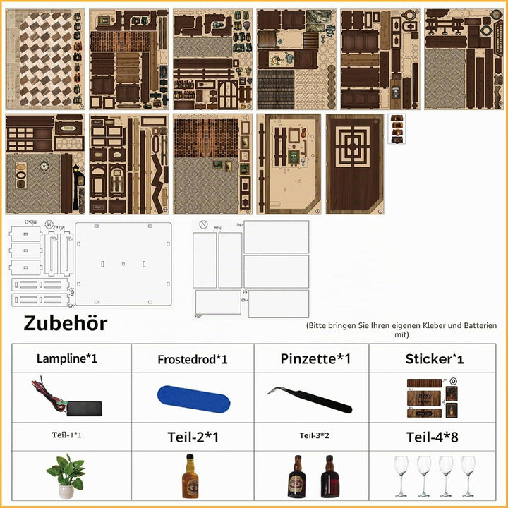 Book Nook -DIY Miniatur Haus mit LED,3D-Puzzle Diorama-Modellbau für Erwachsene,Bücherregal Deko,Vin