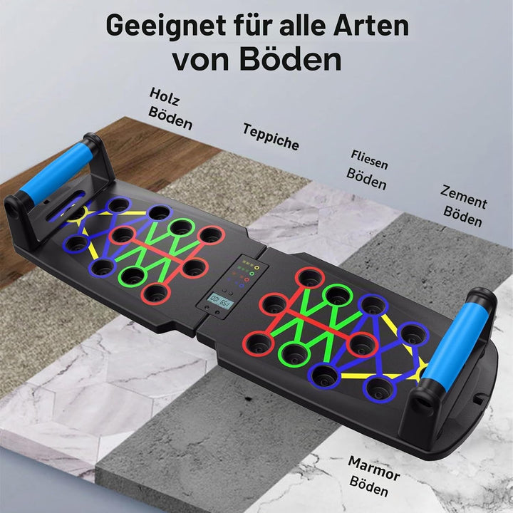 Liegestützbrett mit Automatischer Zählung, Multifunktionales 30-in-1 Push Up Board, Faltbares Fitnes