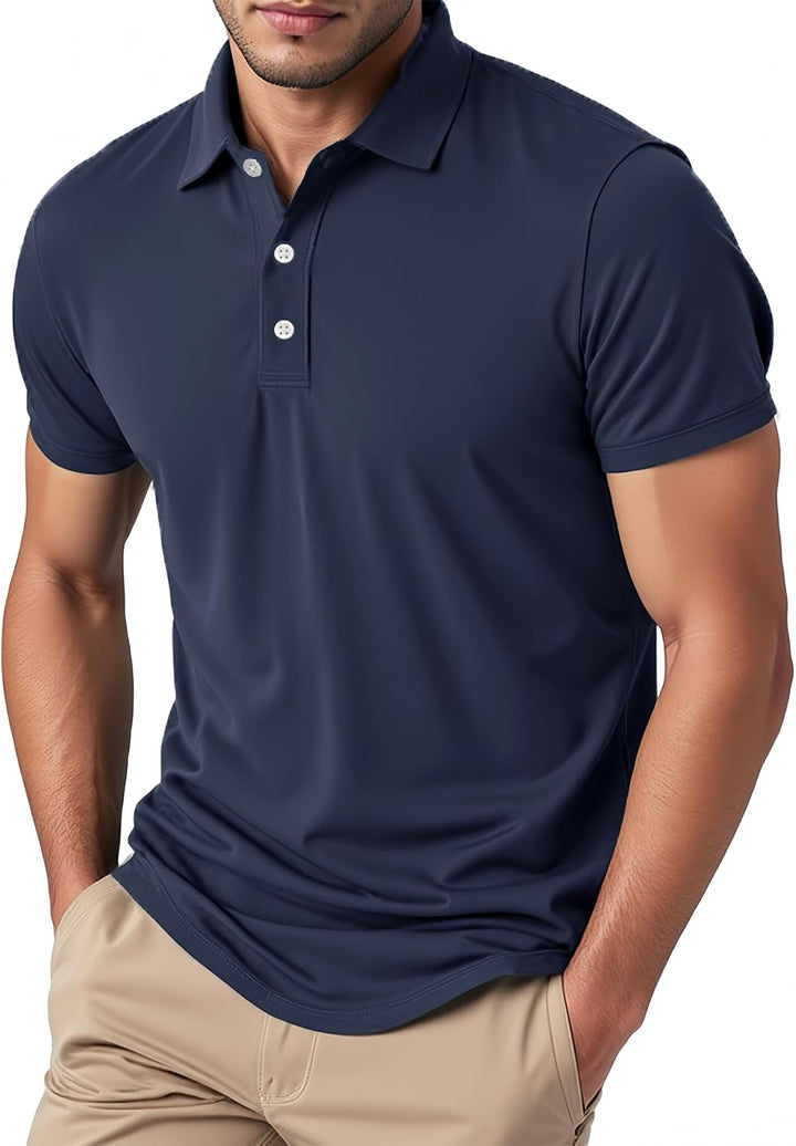 KEFITEVD Herren Poloshirt Kurzarm Golf T-Shirt Schnelltrocknend Atmungsaktiv Funktionsshirt Regular-