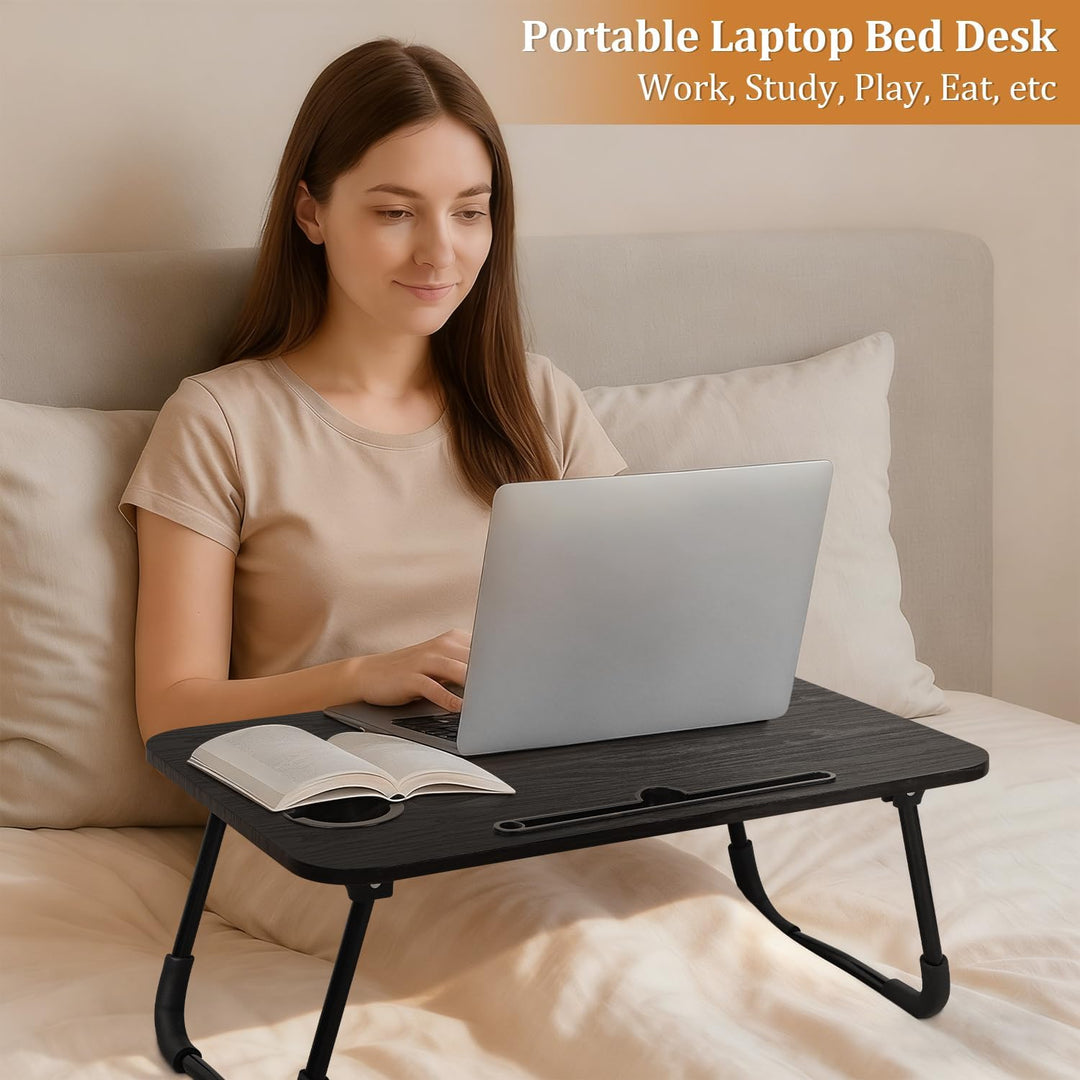 Schwarze Laptop-Schreibtische für Erwachsene Holz-Laptop-Computerständer Tische Klappbarer Lap-Bed-T
