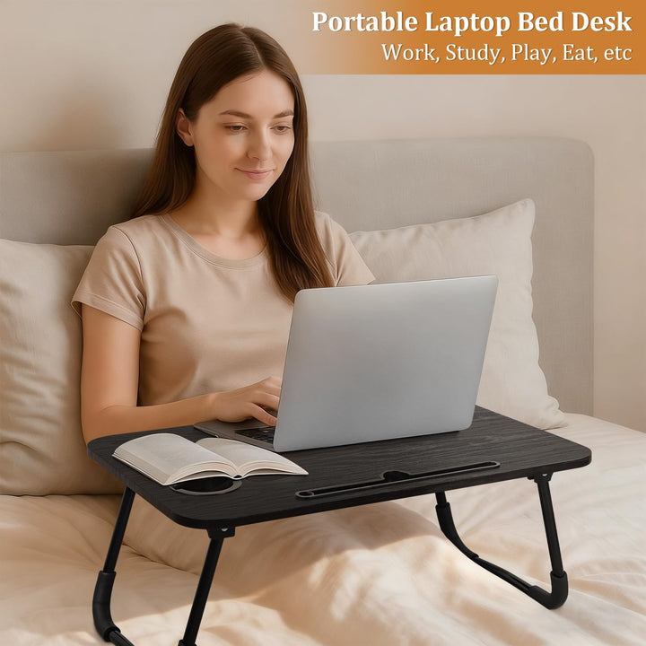 Schwarze Laptop-Schreibtische für Erwachsene Holz-Laptop-Computerständer Tische Klappbarer Lap-Bed-T