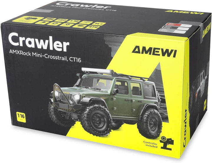Amewi AMXRock Mini-Crosstrail Scale Crawler 4WD 1:16 RTR rot inkl. Fernsteuerung, Akku, Ladekabel