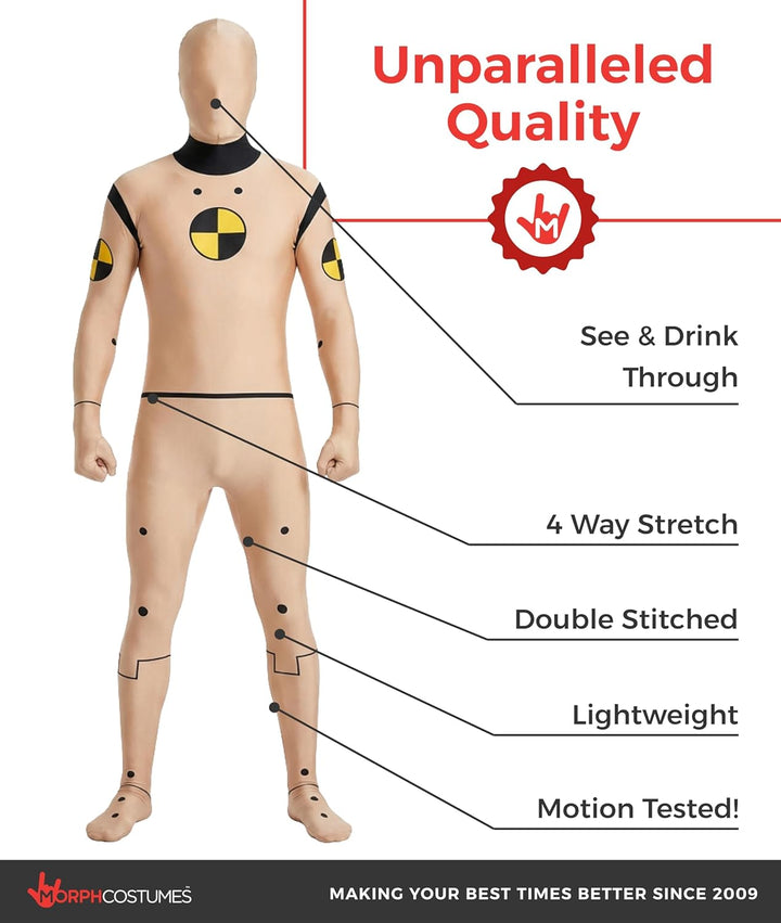 Morphsuits Offizielles Crash Test Dummy Kostüm, Kostüm Herren, Halloween, Halloween XL, XL
