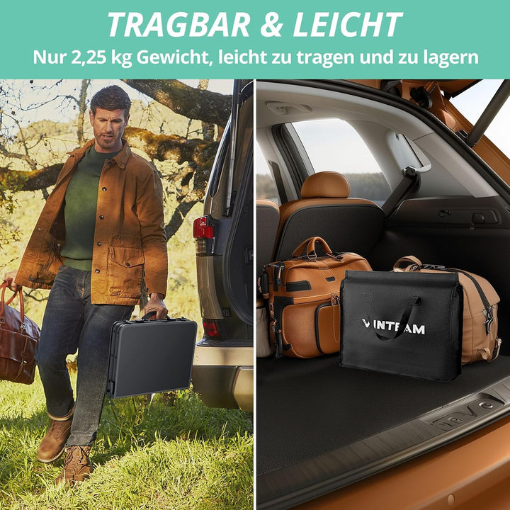 VINTEAM Campingtisch, 3-Fach höhenverstellbar, Leichter klappbarer Picknicktisch mit MDF-Platte, tra