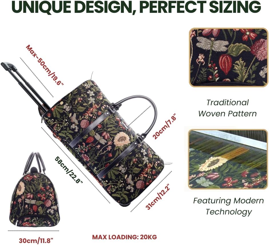 Signare Tapisserie-Reisetasche Übernachtungstaschen Wochenendtasche mit Rad für Frauen