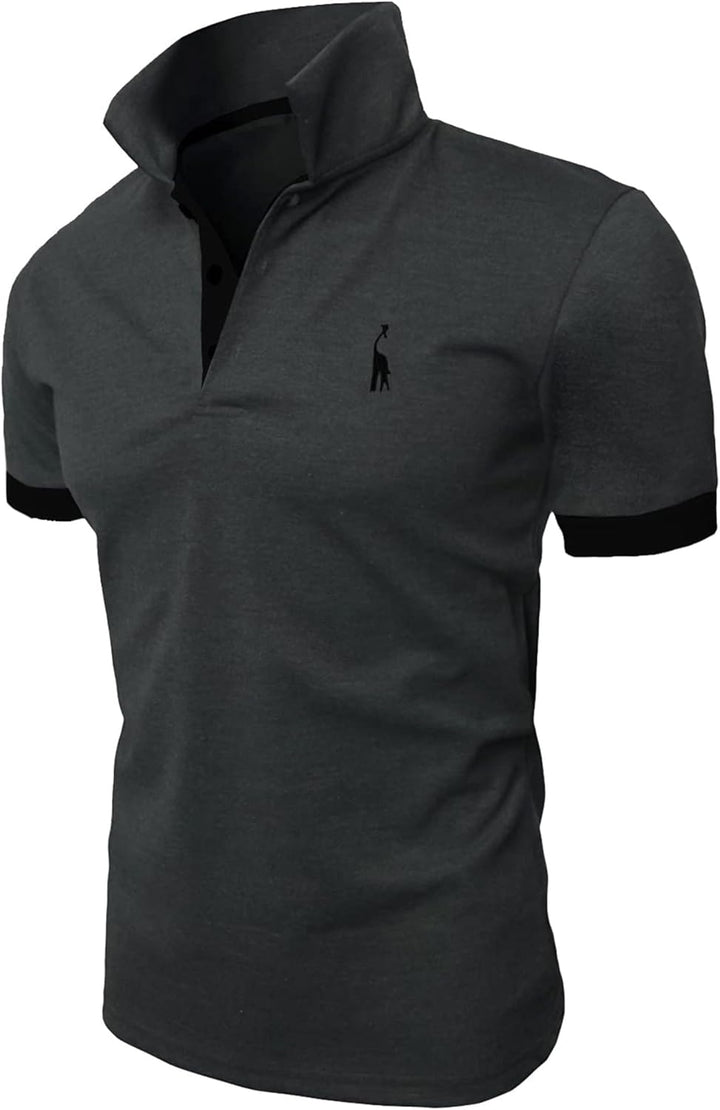 GLESTORE Poloshirt Herren Männer Hemd Herren Kurzarm Shirt Sommer M Grau&schwarz, M Grau&schwarz