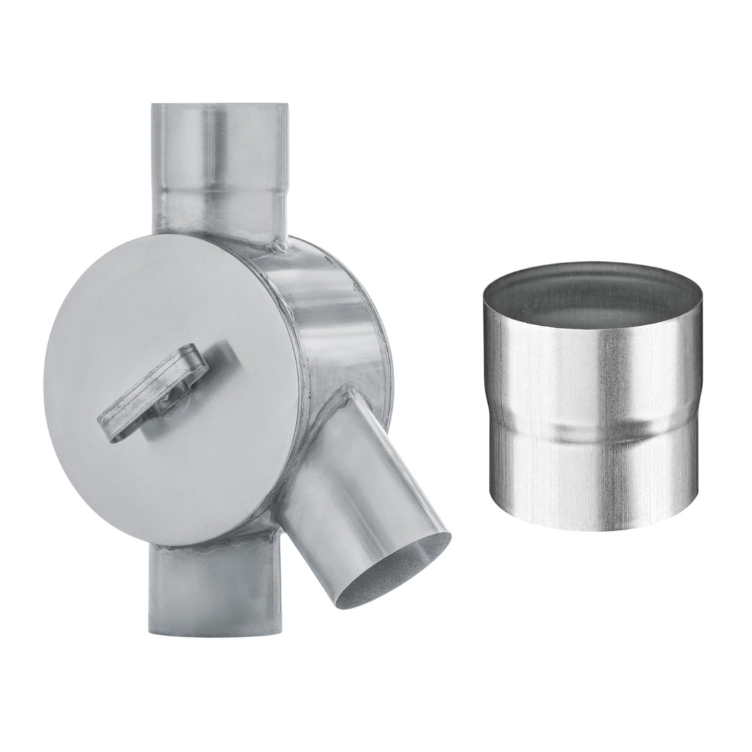 zbs24 Zink Wasserverteiler mit Drehgriff 100mm Regenwasserverteiler aus Titan-Zink für Fallrohre Was