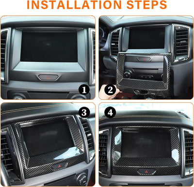 Carobon Glasfaser Stil ABS Navigation GPS Panel Dekoration Rahmen für Ford Ranger Everest Endeavor 2