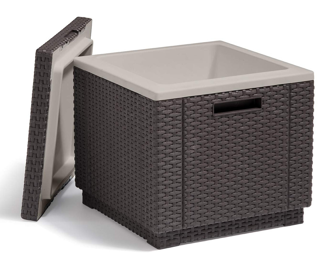 Keter Ice Cube Beer and Wine Cooler Table Perfect for Your Patio, Picnic, and Beach Accessories, Bro
