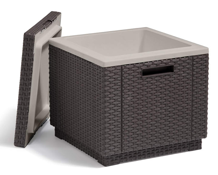 Keter Ice Cube Beer and Wine Cooler Table Perfect for Your Patio, Picnic, and Beach Accessories, Bro