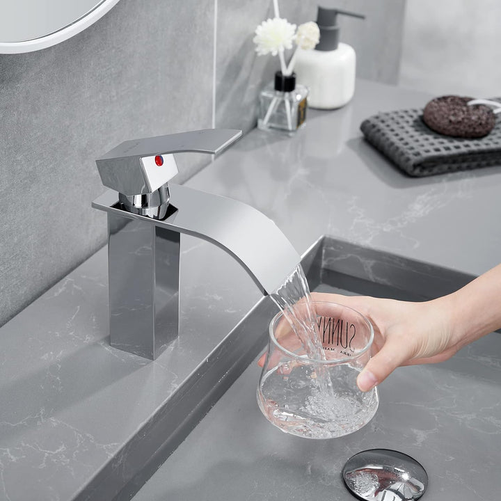 iVIGA Wasserhahn Bad, 175MM Waschtischarmatur wenig Lärm Einhandmischer Wasserfall Waschbeckenarmatu