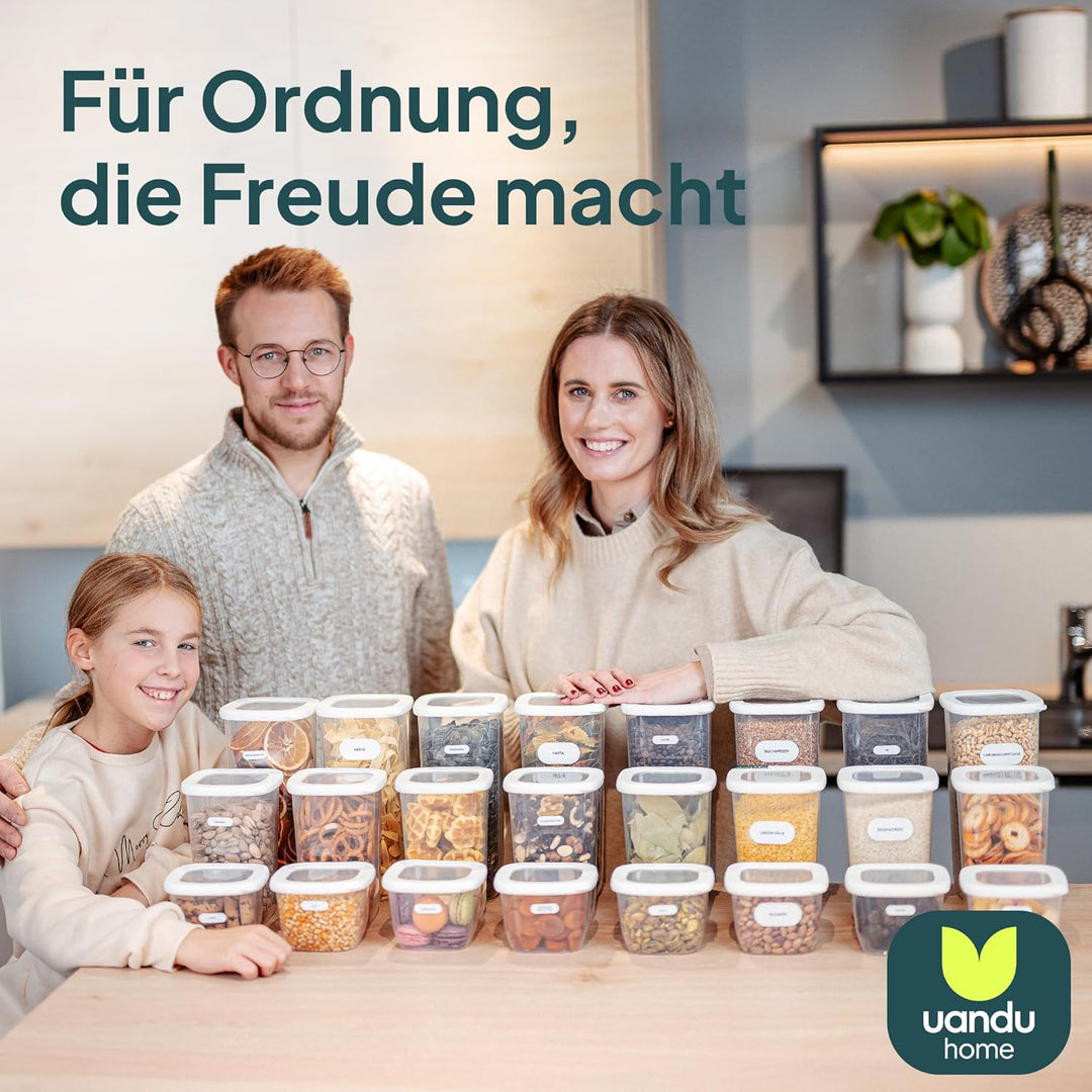 UANDU 24er Vorratsdosen Set (8x1.75L+8x1.2L+8x0.55L) Vorratsdosen mit deckel BPA frei Kunststoff Vor