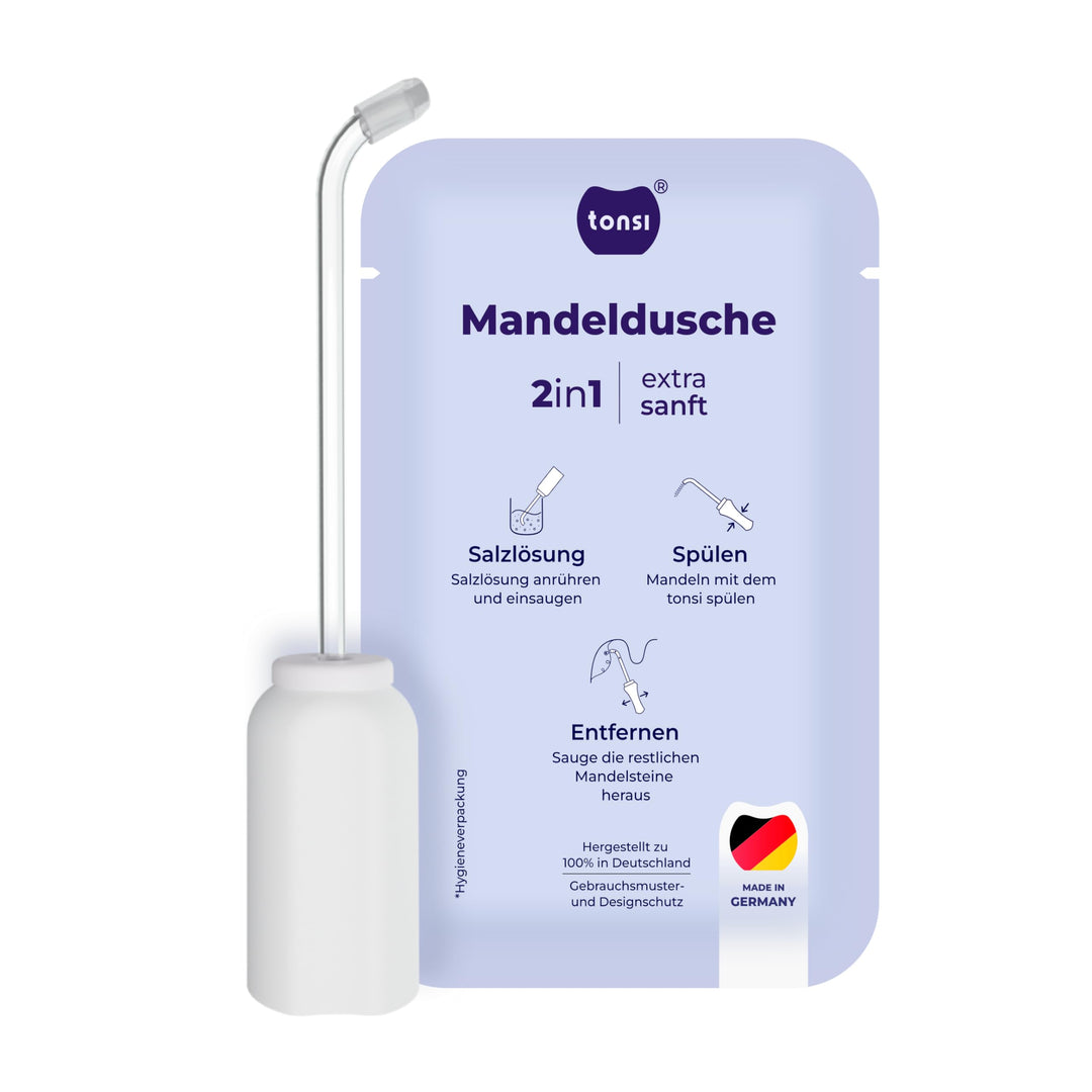 TONSI 2in1 Mandelstein Schröpfglas & Munddusche | Mandelstein Entferner Made in Germany | Mandeln sp