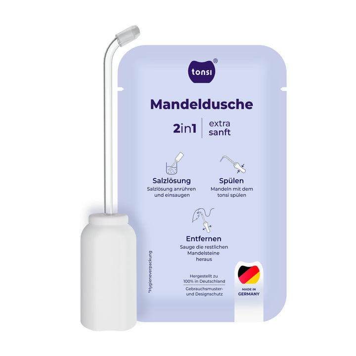 TONSI 2in1 Mandelstein Schröpfglas & Munddusche | Mandelstein Entferner Made in Germany | Mandeln sp
