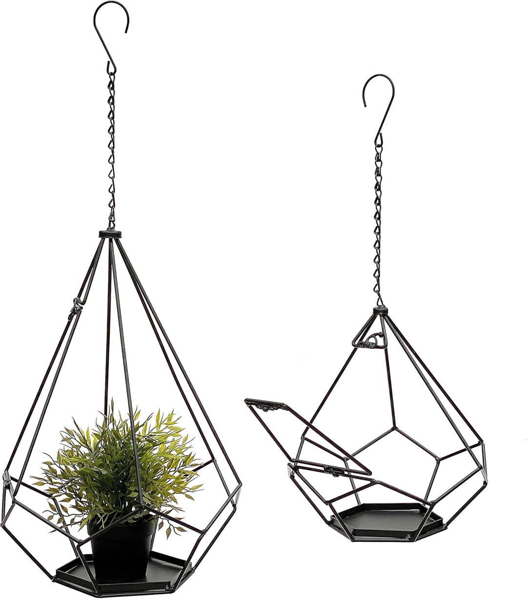 DanDiBo Blumenampel Innen Metall Wand Hängepflanzen 64 cm & 82 cm 96075 2er Set mit Tür 6 Ecken Pfla