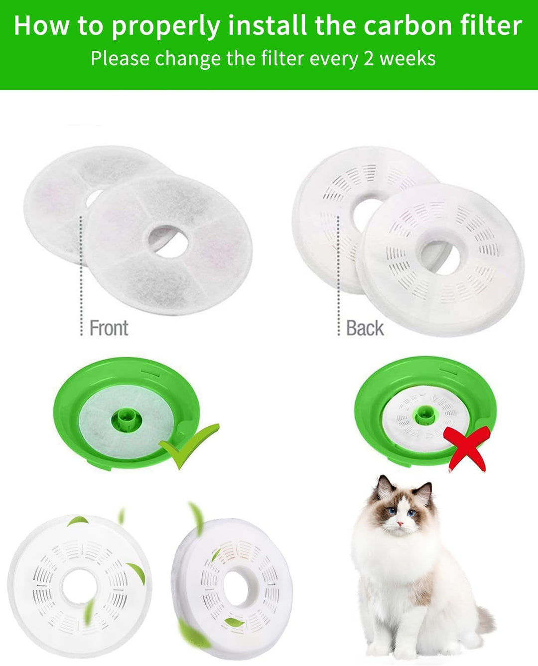 8 Stück Katzenbrunnen Filter,Cat Water Fountain Filters,Ersatzfilter Trinkbrunnen für Katze,Aktivkoh