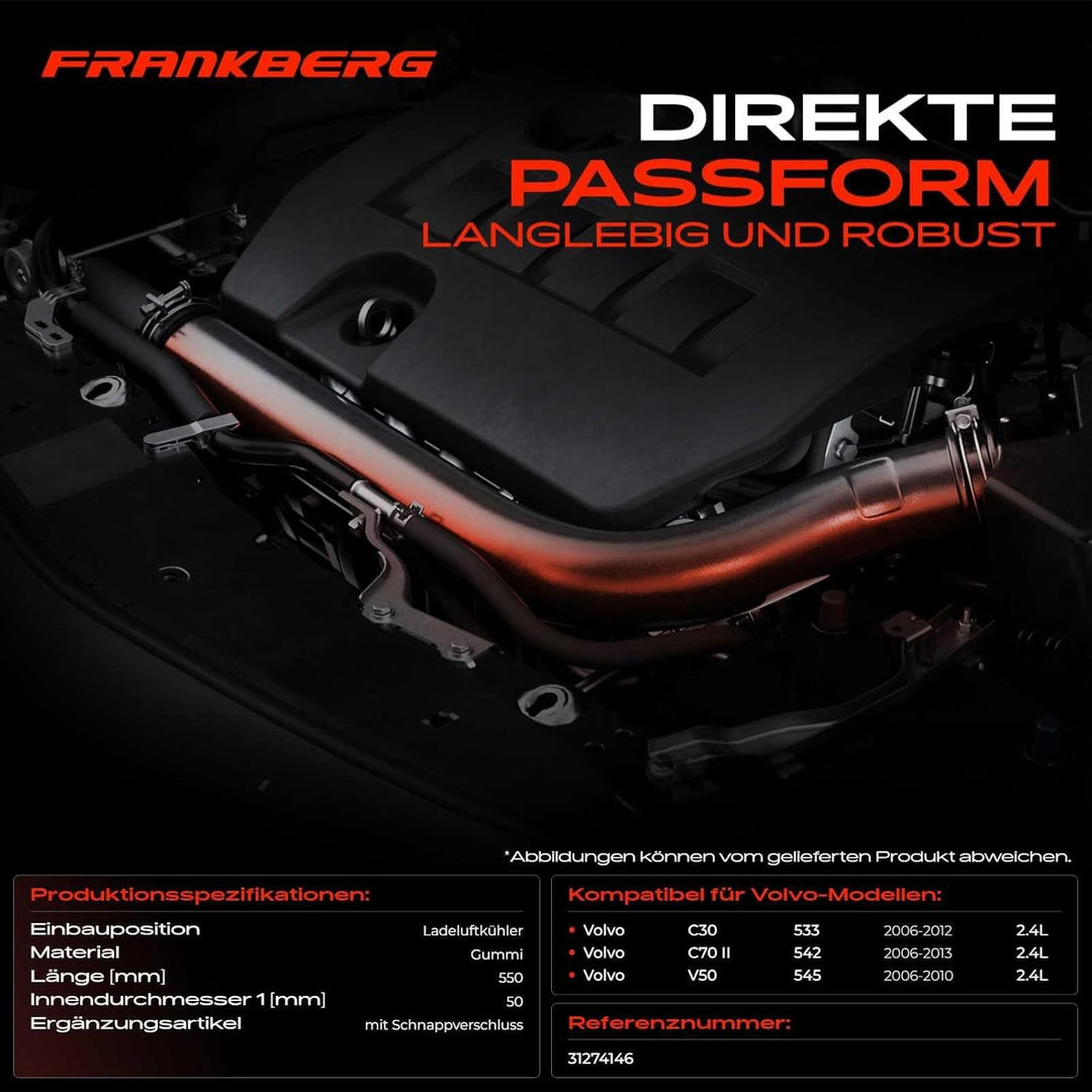 Ladeluftschlauch Turboschlauch für V50 MW C30 C70 II 2.4L 2006-2013 31274146