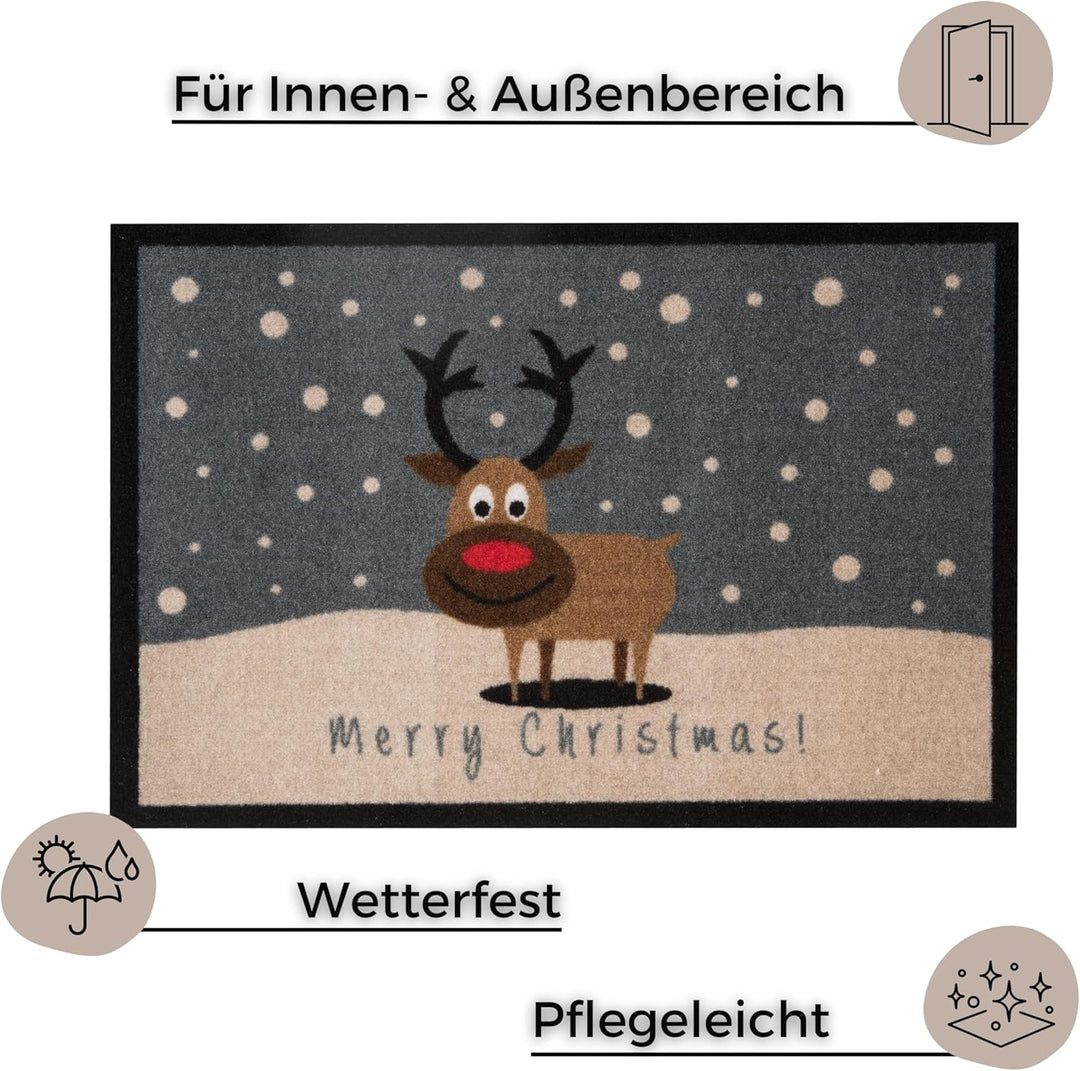 Hanse Home Fussmatte Weihnachten für Innen und Aussen 40x60cm - Schmutzfangmatte Outdoor Türmatte Me