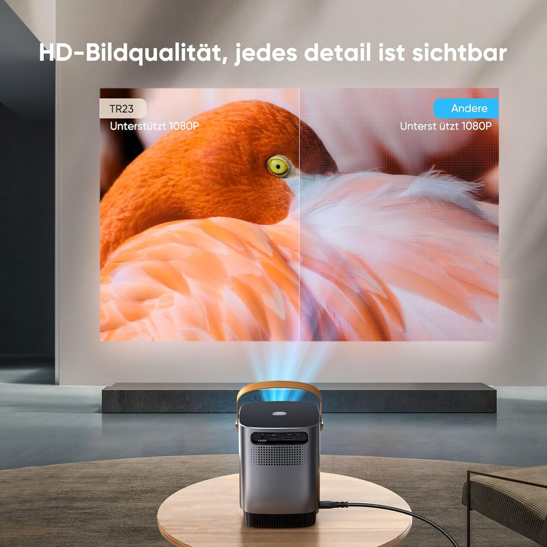 Mini Beamer 1080P Full HD WiFi Bluetooth, 13000 Lumen Klein Tragbarer Beamer, TOPTRO LED Heimkino Vi