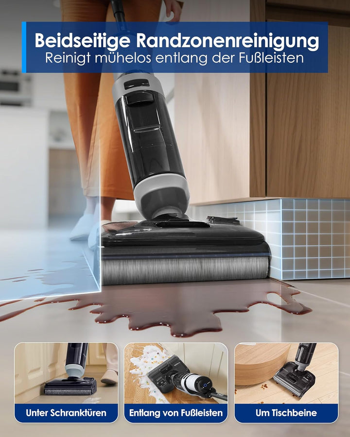 Tineco FLOOR ONE i5 Stretch Nass Trockensauger, 2‑in‑1 Saugen & Wischen, 180° Lay-Flat Waschsauger,