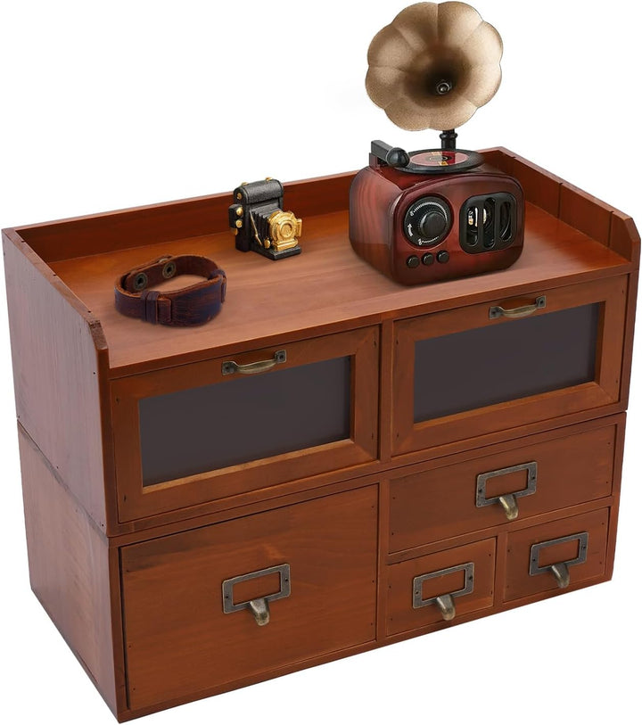 Mini Kommode mit 6 Schubladen, Vintage Schubladenbox Holz Apothekerschrank Organizer Desktop Storage