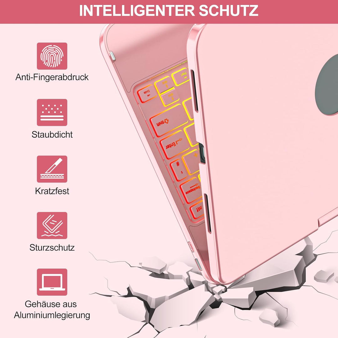 MMK Tastatur Hülle für iPad 10 Generation 10,9 Zoll 2022, 7 Farben Beleuchtung & Multi Touch Trackpa