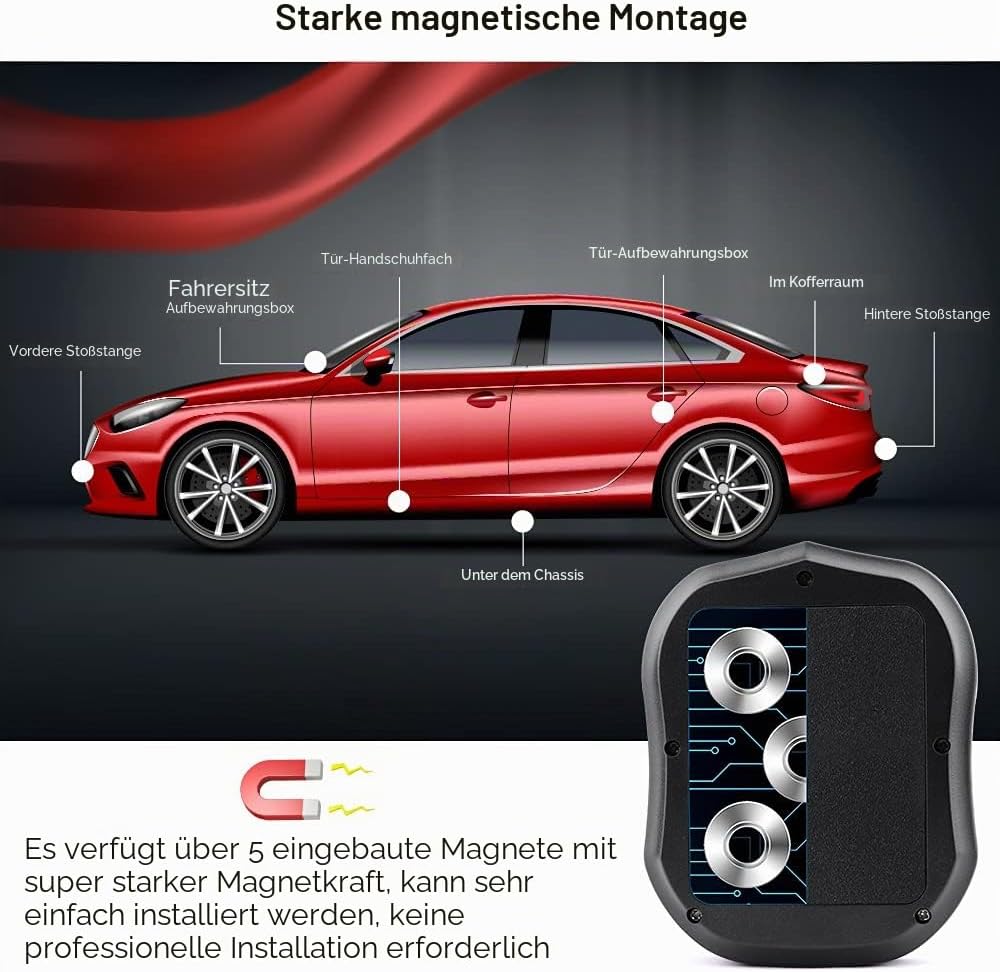 Winnes 4G GPS-Tracker Integrierte SIM-Karter, 5000-mAh-Akku, Aussergewöhnlich Lange Standby-Zeit，Ech