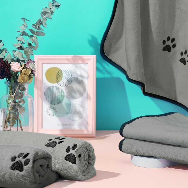 Irenare 4er Pack Hunde Handtuch Hunde Mikrofaser Handtücher Weich Saugfähig Haustier Badetuch Hunde