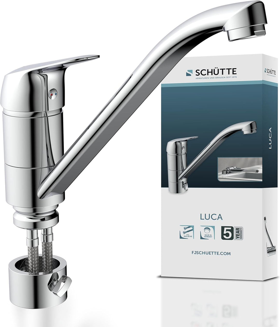 SCHÜTTE MB35210 LUCA abnehmbarer Wasserhahn für die Küche, Spültischarmatur Mischbatterie Unterfenst
