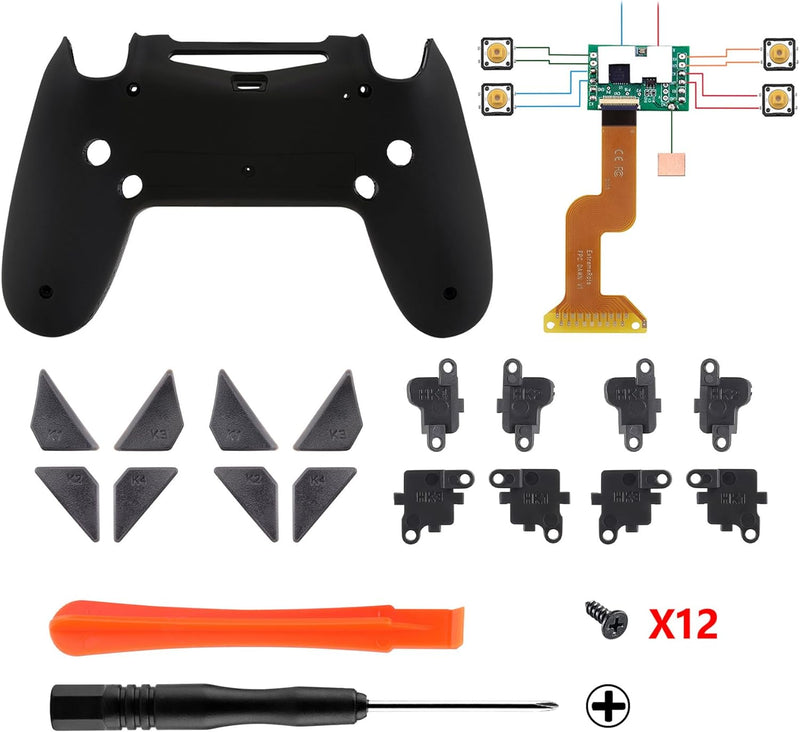 eXtremeRate Programmierbar Dawn Remap Kit für ps4 Controller, Rückseite Hülle Gehäuse Case&Upgrade-B