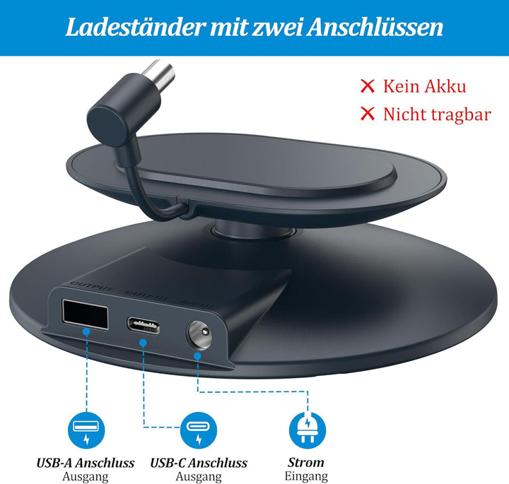 PlusAcc Ständer für Show 11/8 & iPhone mit 2 USB-C/A-Ladeanschluss - 270° Drehung Verstellbare Lades