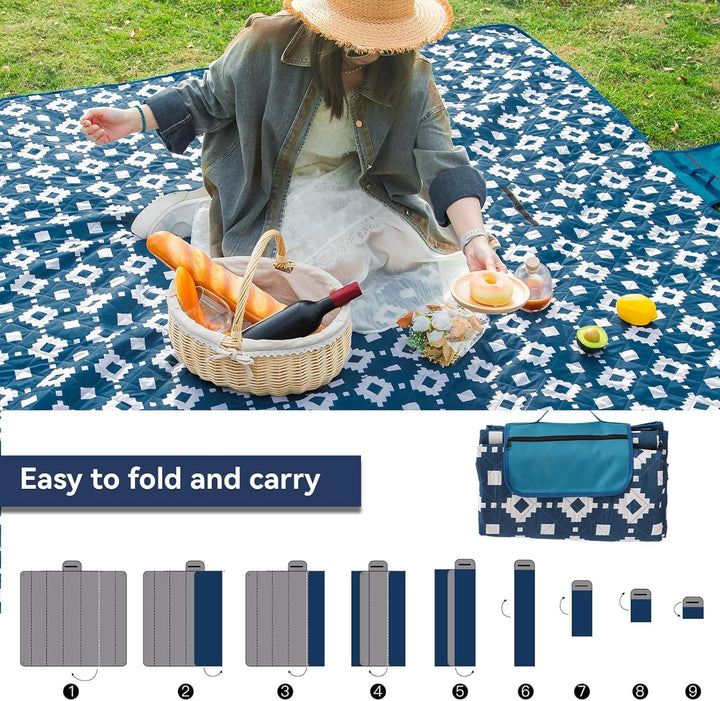 OESSUF Picknickdecke wasserdicht 200x200, extra grosse Picknickdecke XXL Stranddecke sandfrei tragba