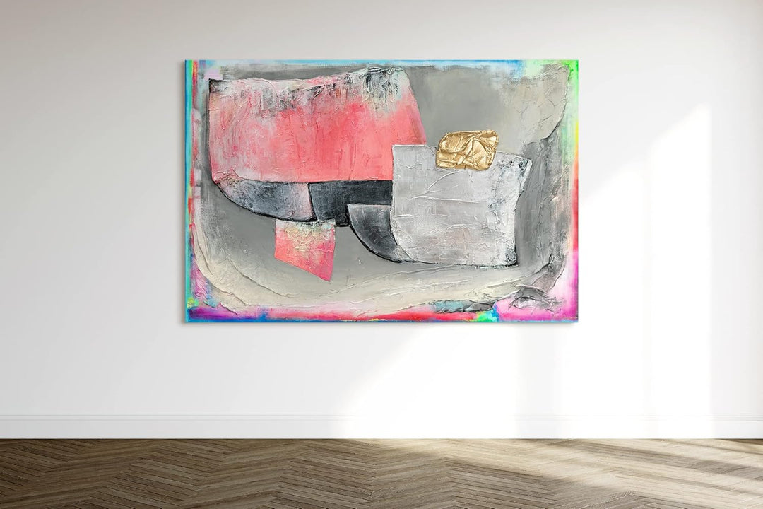 YS-Art Luxus Abstrakt Acryl Gemälde auf Leinwand Accent II handgemalt Wandbilder Wohnzimmer modern W