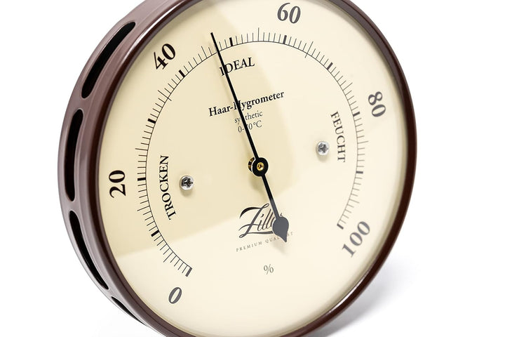 ZILLER Hygrometer synthetic, Serie Retro, Gehäuse Braun, Ziffernblatt Creme, Durchmesser 10cm, Made