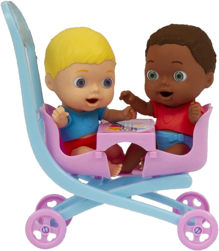 Amicicci Cicciobello Kinderwagen mit Figur, zum Spazierengehen mit dem Doppel-Kinderwagen, Set aus P