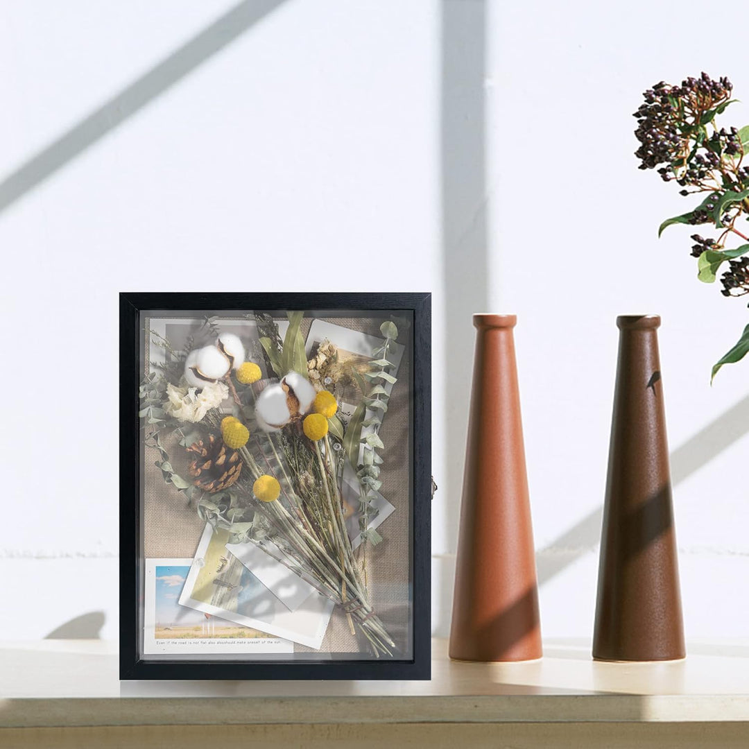 GraduationMall Schwarz 28x35cm 3D Bilderrahmen Tief Objektrahmen Schaukasten Türvitrine Retro Weiss,