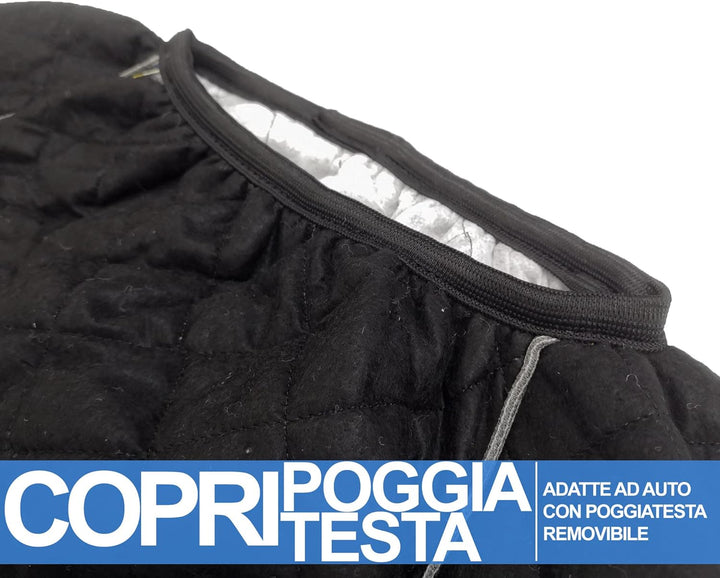 Lupex Shop Ketty.Rigo BS.G Sitzbezüge Paar Vorne Gesteppt, Dunkelblau/Grau Rand