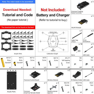 FREENOVE Hexapod Robot Kit with Remote (Compatible with Arduino IDE), App Remote Control, Walking Cr